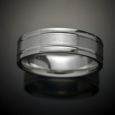 Grooved Platinum Wedding Ring
