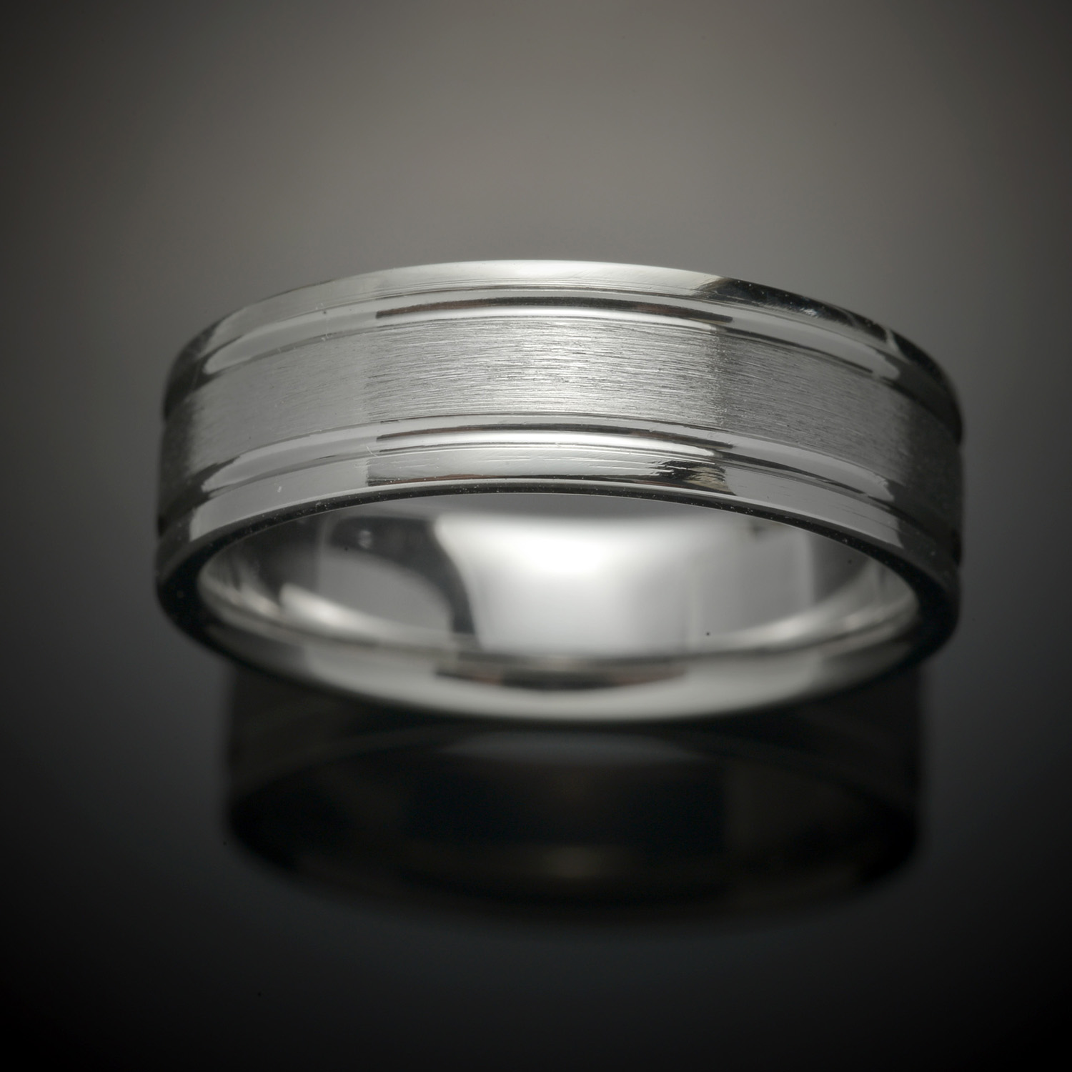 Grooved Platinum Wedding Ring (6mm) - John Marmo