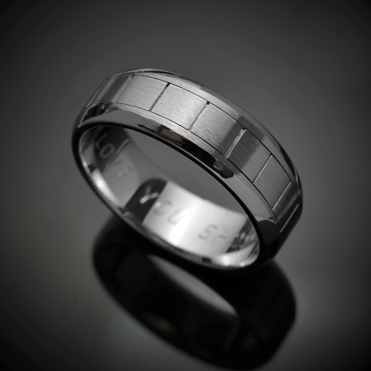 Handmade Black Rhodium Finish 14K Gold Wedding Ring (7mm