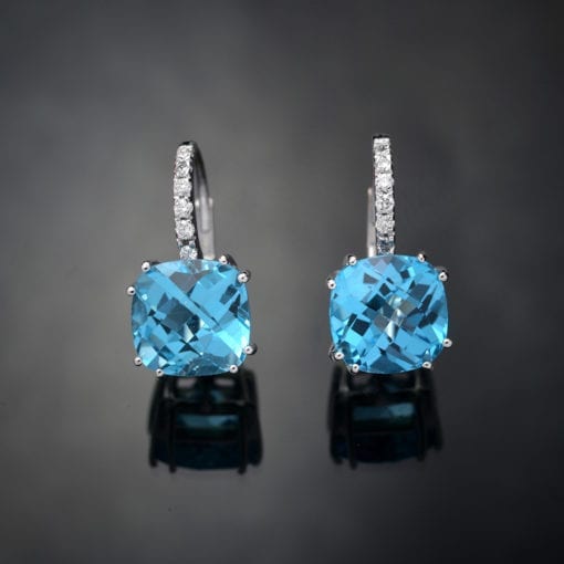 Blue Topaz and Diamond Earrings
