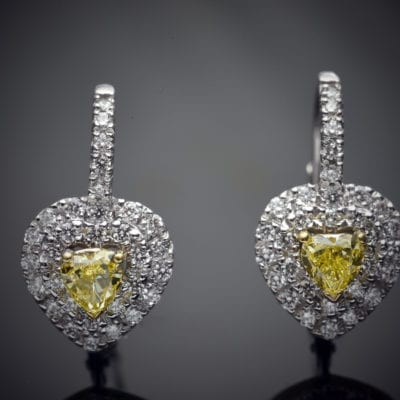 Fancy Yellow Heart Shape Diamond Earrings