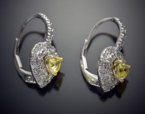 Fancy Yellow Heart Shape Diamond Earrings