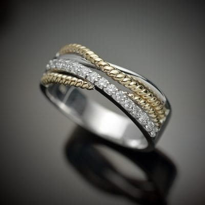 Diamond Ring with Braided Accent